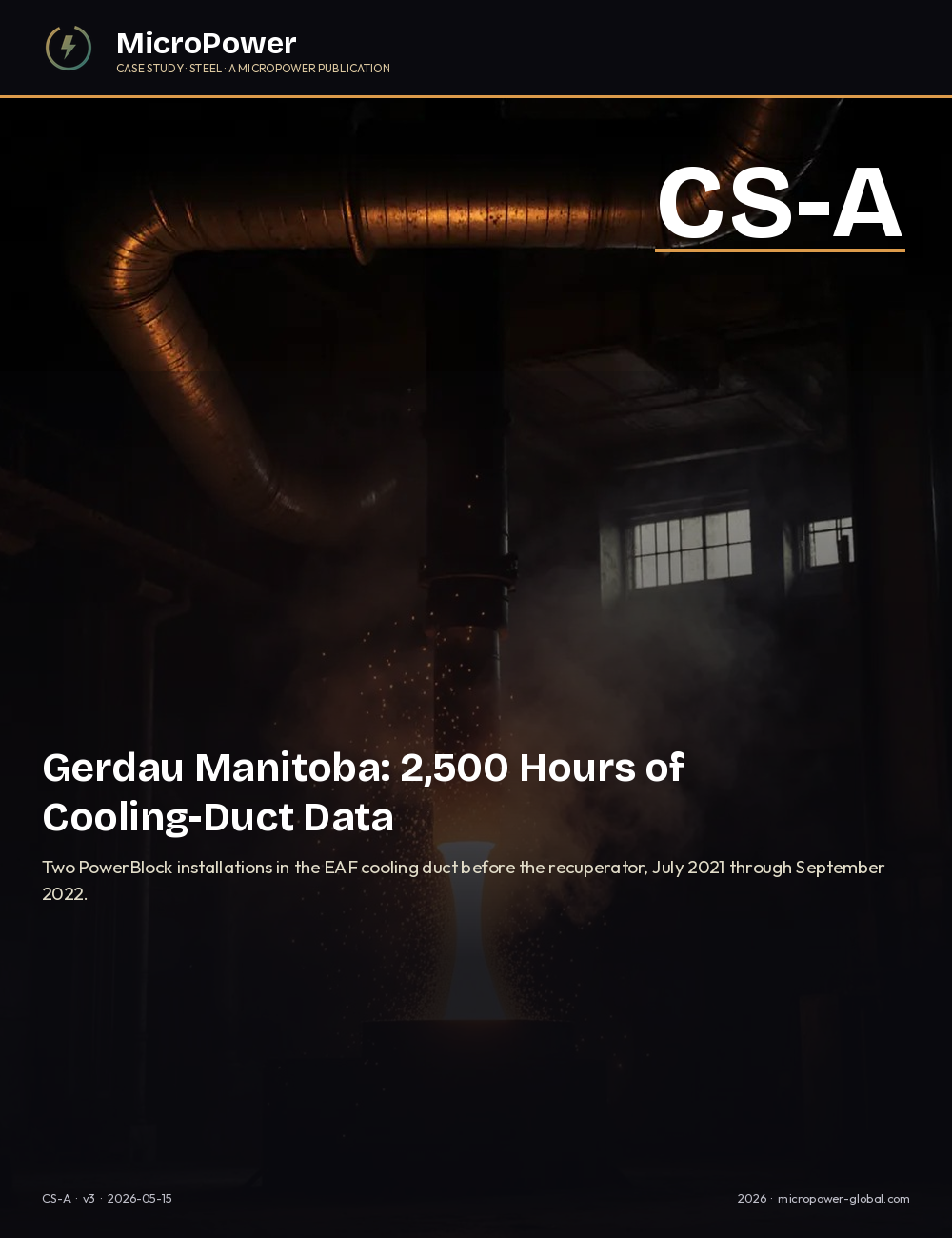 CS-A cover – Gerdau Manitoba cooling-duct pilot