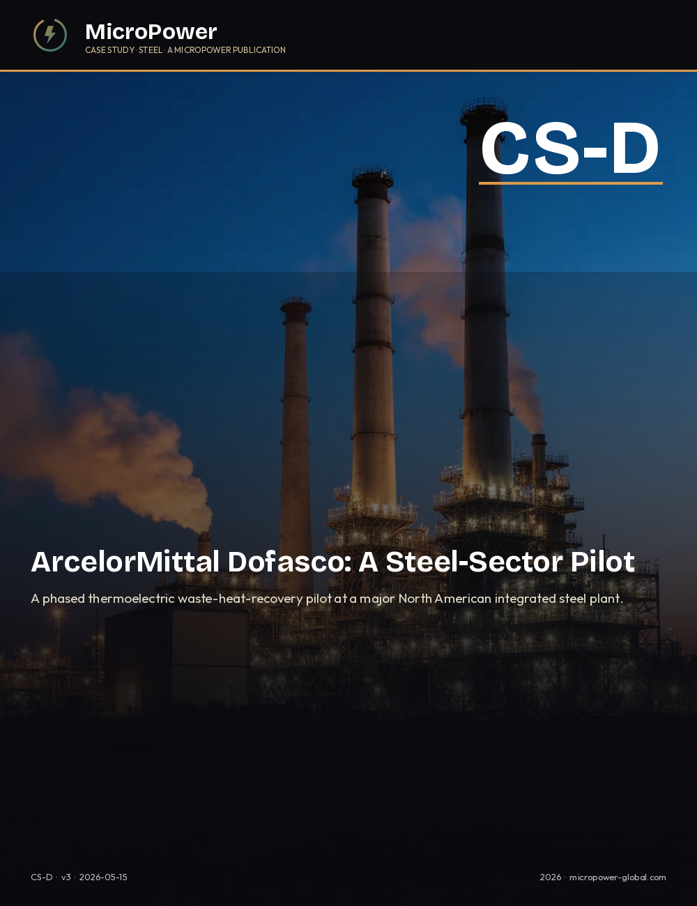 CS-D cover – ArcelorMittal Dofasco steel-sector pilot